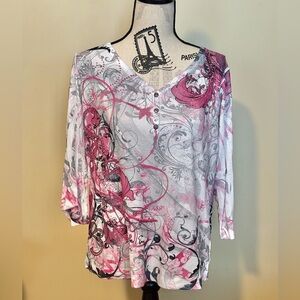 Live and Let Live Pink and Gray Pink Ribbon Breast Cancer Blouse